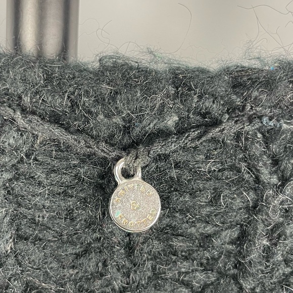 Anthropologie Knitted & Knotted Black Knit Sequin‎ Sunstitch 3/4 Sleeve Sweater - Picture 3 of 6